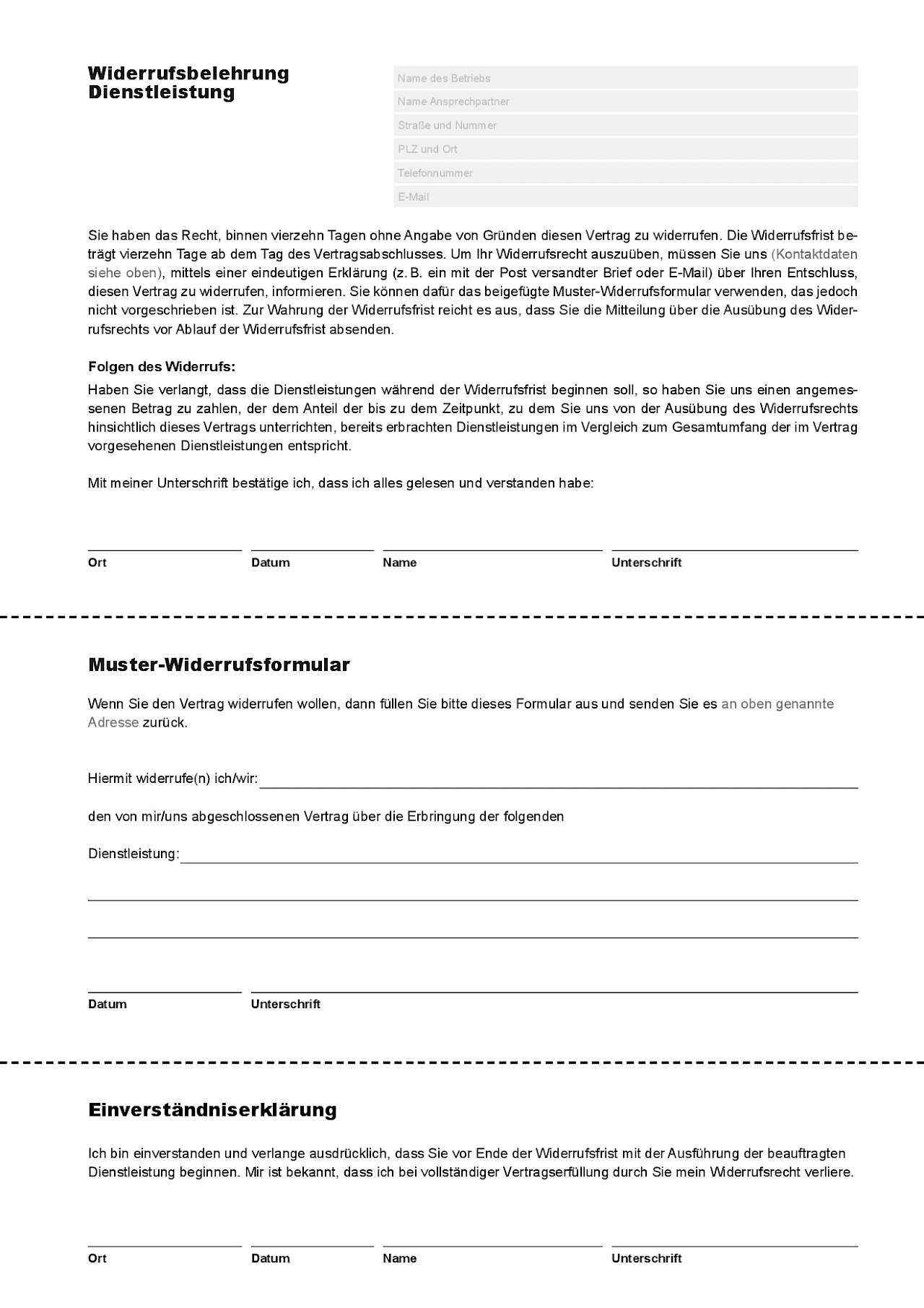 Neues Widerrufsformular | DpS