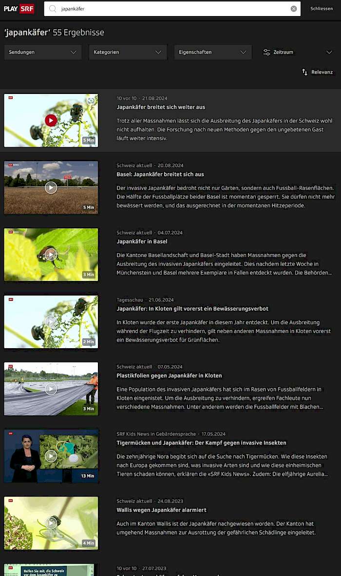 Suchergebnisse nach Japankäfer beim SRF