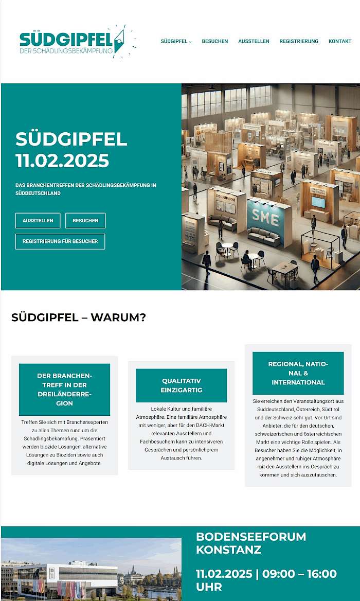 Screenshot der Webseite www.suedgipfel.de