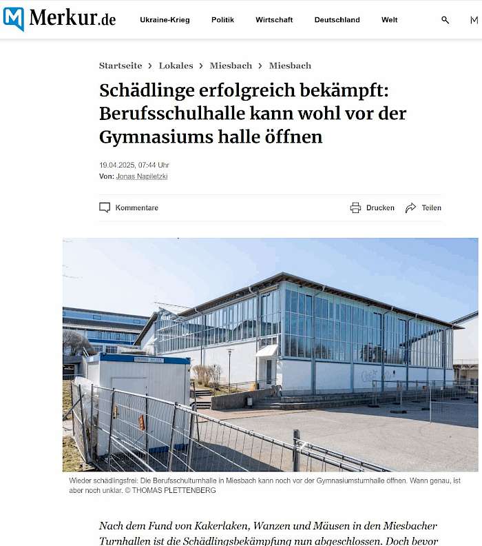 2025-04-22 Screenshot von merkur.de des Beitrages-Schädlinge erfolgreich bekämpft